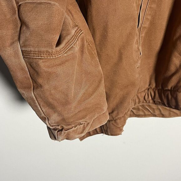 CE Schmidt Jacket Mens XL Tall Duck Canvas Sherpa Full Zip Work Wear Hood Brown - Picture 4 of 11